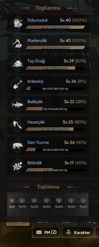 Lunaskar elite toplama çarı neredeyse gm1 olmak üzere
