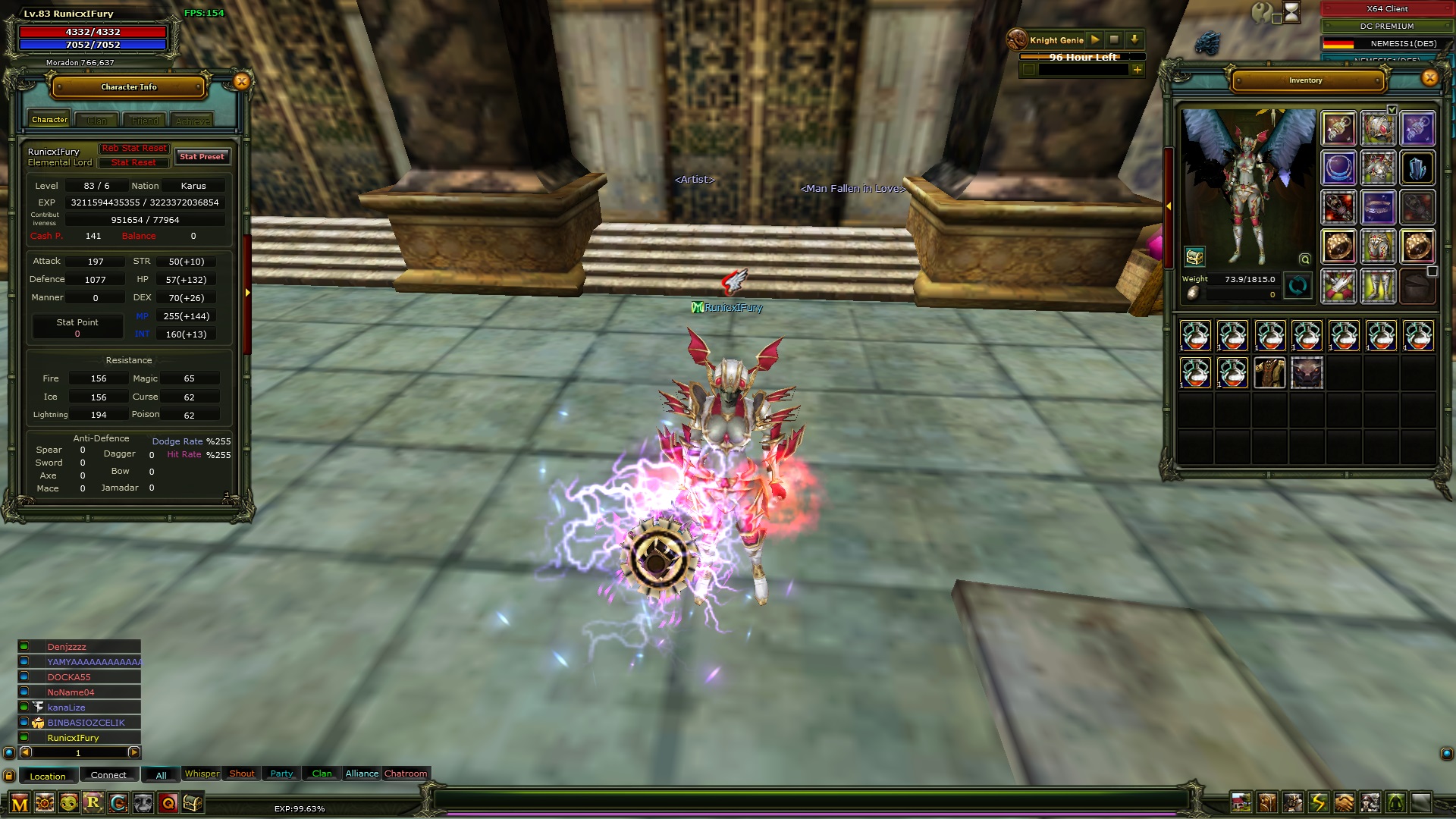 NEMESİS 83/6 EXP %99.63 + 9 ADET EX JAR 950K NP LR MAGE CHAR