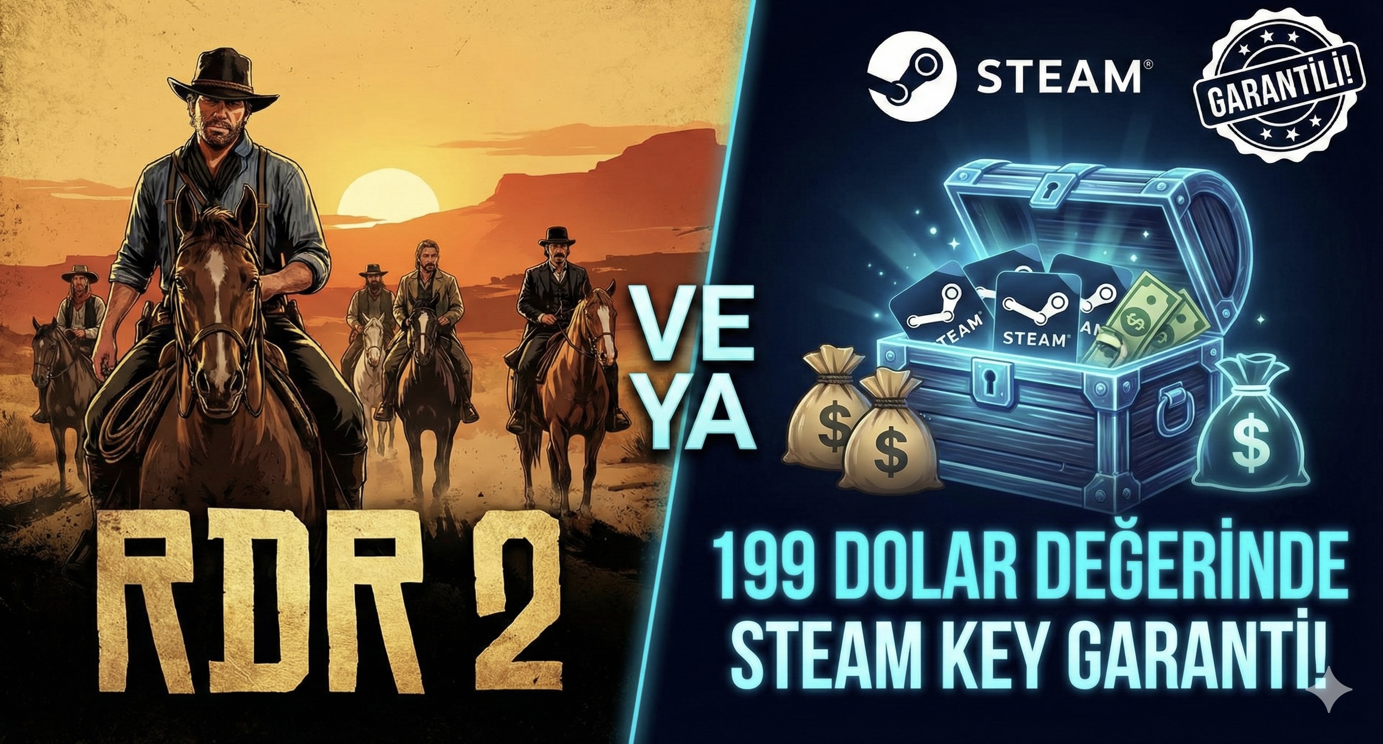 ⭐RDR 2 veya 199 DOLAR DEĞERİNDE STEAM Key Garanti!⭐