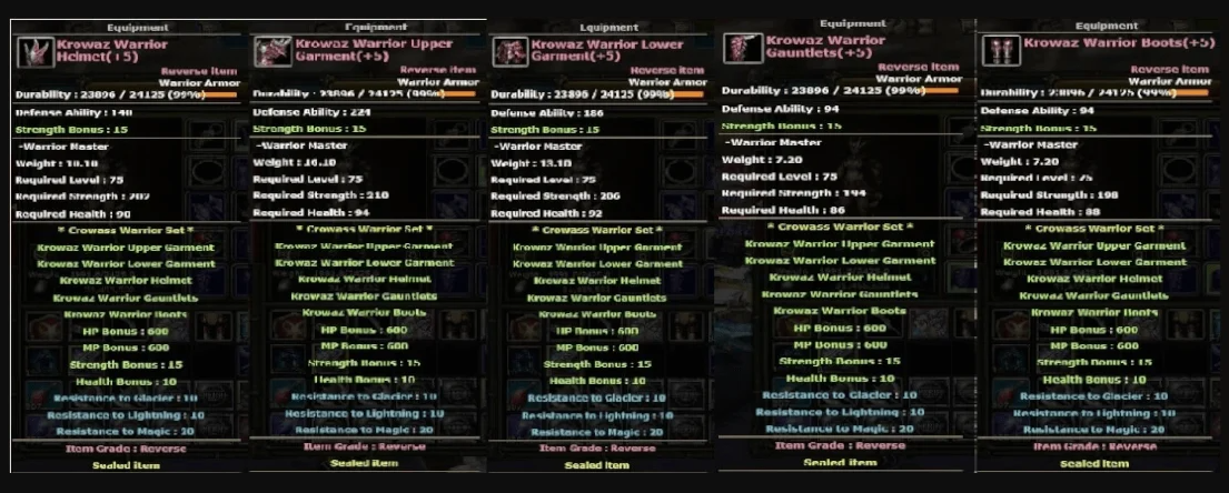 SELL +8 WARRİOR KROWAZ SET