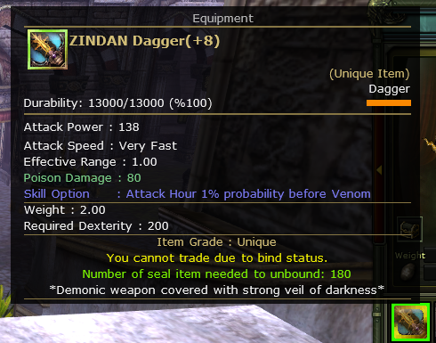 Zindan Dagger +8