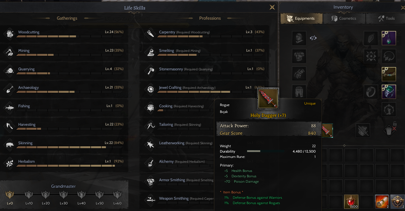 85/1 TOPLAYICILIKLI +7 HOLY DAGGER VE ANCIENT ELVEN BELT - ANCIENT ...